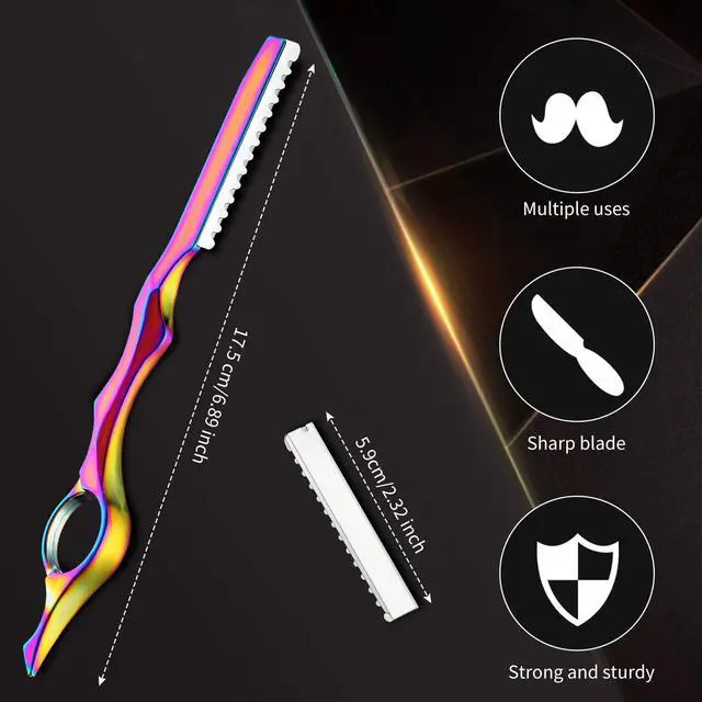 Alt view image 2 of 6 - 11 Pieces Styling Razor Thinning Comb and Texturizing Cutting Comb with Replacement Stainless Steel Razors for Salon Home Use (Vivid Neon)