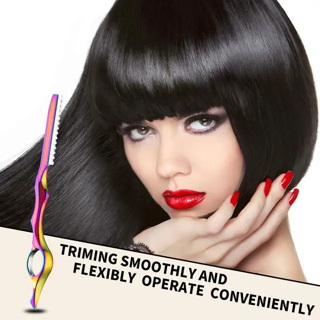 Alt view image 5 of 6 - 11 Pieces Styling Razor Thinning Comb and Texturizing Cutting Comb with Replacement Stainless Steel Razors for Salon Home Use (Vivid Neon)
