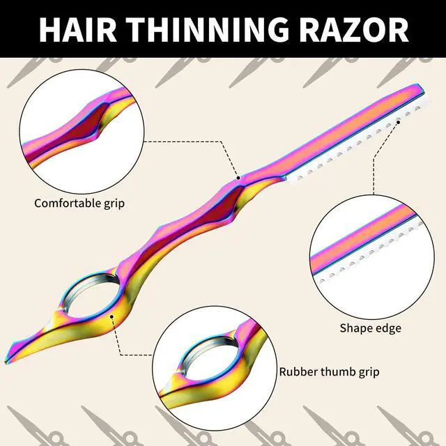Alt view image 3 of 6 - 11 Pieces Styling Razor Thinning Comb and Texturizing Cutting Comb with Replacement Stainless Steel Razors for Salon Home Use (Vivid Neon)