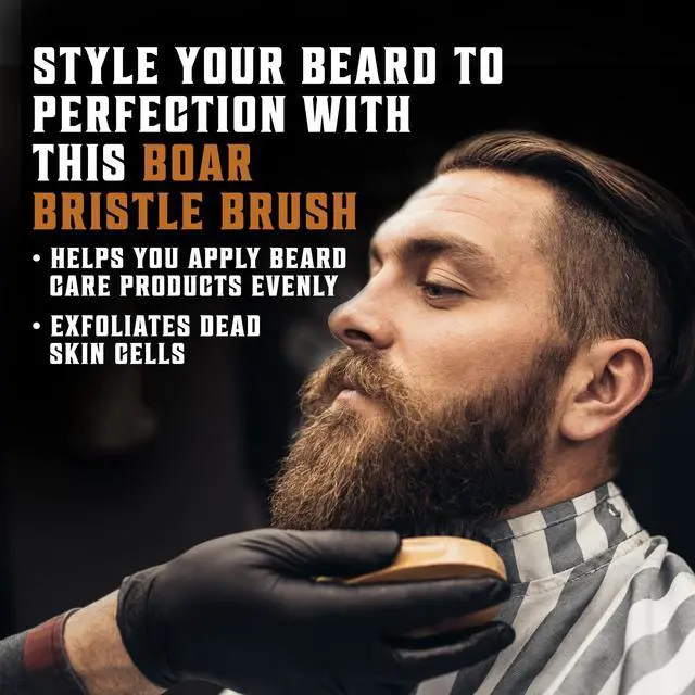 Alt view image 3 of 7 - Beard Comb & Beard Brush Set for Men -- Natural Boar Bristle Brush and Dual Action Pear Wood Comb w/Velvet Travel Pouch - Great for Grooming Beards and Mustaches