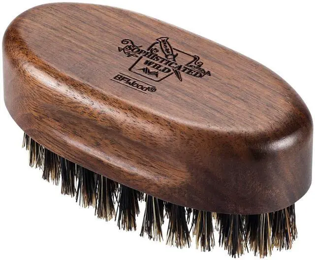 Main image of Small Travel Beard Brush - Natural Boar Bristles with Black Walnut Wood
