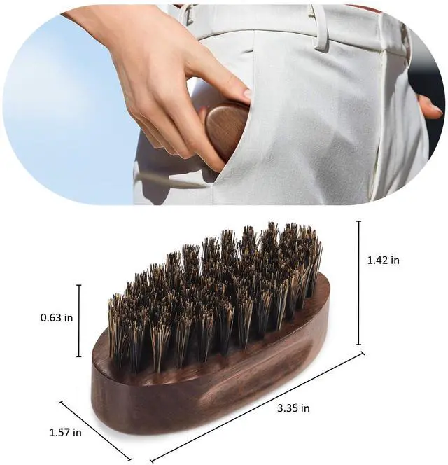 Alt view image 3 of 6 - Small Travel Beard Brush - Natural Boar Bristles with Black Walnut Wood