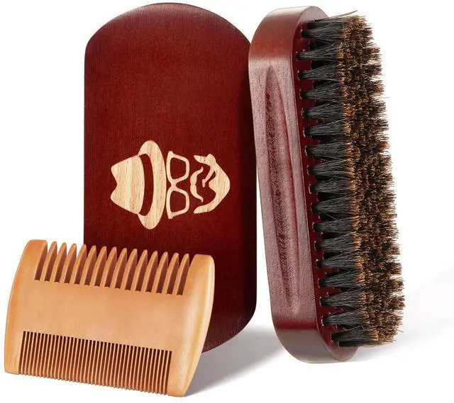 Main image of Beard Brush, 100% Boar Bristle Natural Black Walnut Wood Beard Comb Hair Mustache Shaving Brush Facial Hair Brush