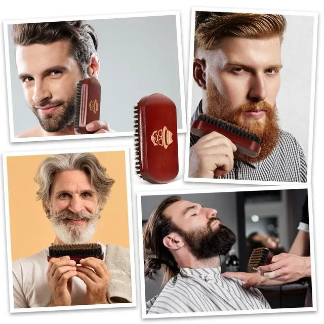 Alt view image 4 of 6 - Beard Brush, 100% Boar Bristle Natural Black Walnut Wood Beard Comb Hair Mustache Shaving Brush Facial Hair Brush