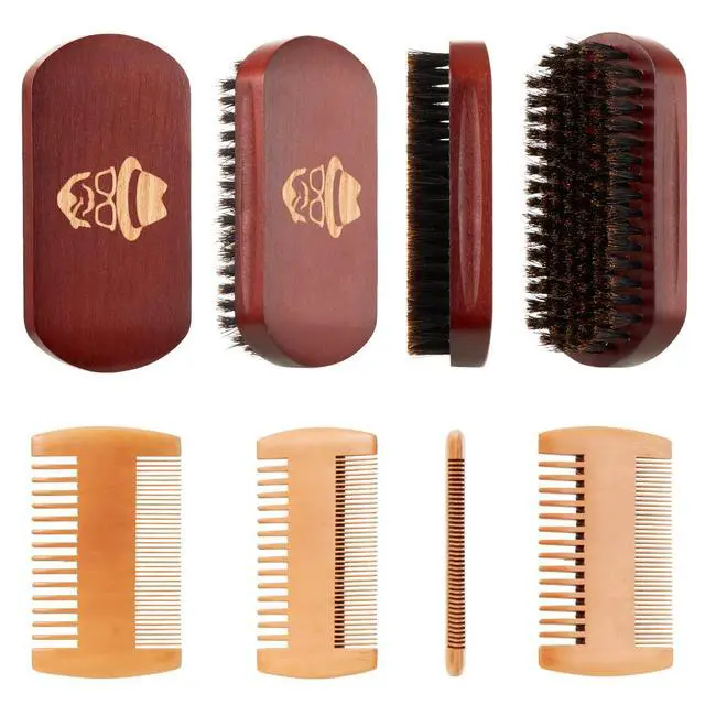 Alt view image 6 of 6 - Beard Brush, 100% Boar Bristle Natural Black Walnut Wood Beard Comb Hair Mustache Shaving Brush Facial Hair Brush