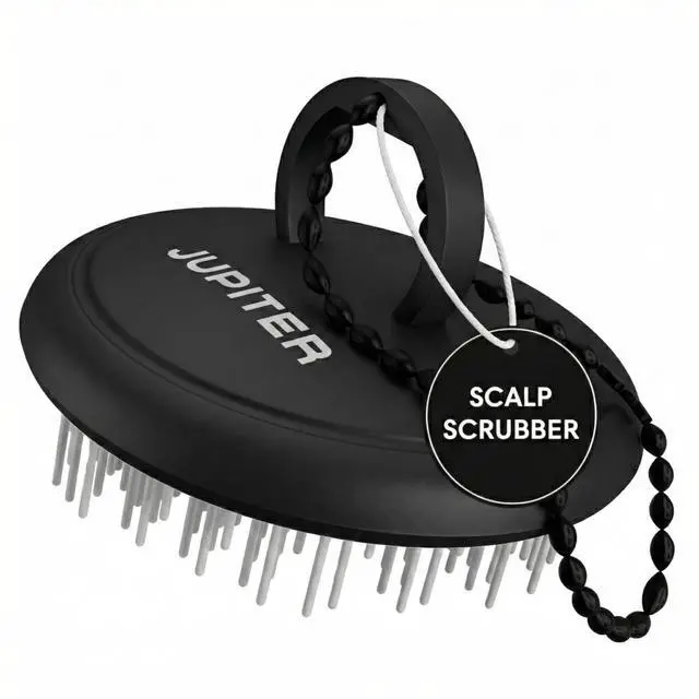 Main image of Scalp Exfoliator - Scalp Massager Tool for Wet & Dry Hair - Ergonomic Detangler Brush - Dandruff Comb & Scrub to Remove Dandruff & Buildup and Support Circulation - Black/White