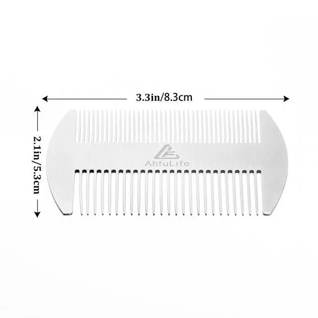Alt view image 3 of 7 - Metal Hair&Beard Comb - EDC Credit Card Size Comb Perfect for Wallet and Pocket - Anti-Static Dual Action Beard Combs - Presented in Gift Box (Stainless Steel Combs)
