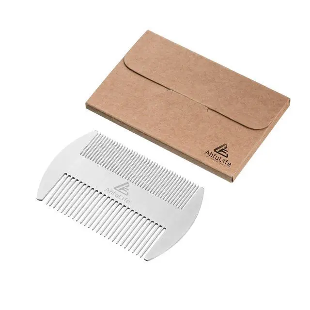 Alt view image 7 of 7 - Metal Hair&Beard Comb - EDC Credit Card Size Comb Perfect for Wallet and Pocket - Anti-Static Dual Action Beard Combs - Presented in Gift Box (Stainless Steel Combs)