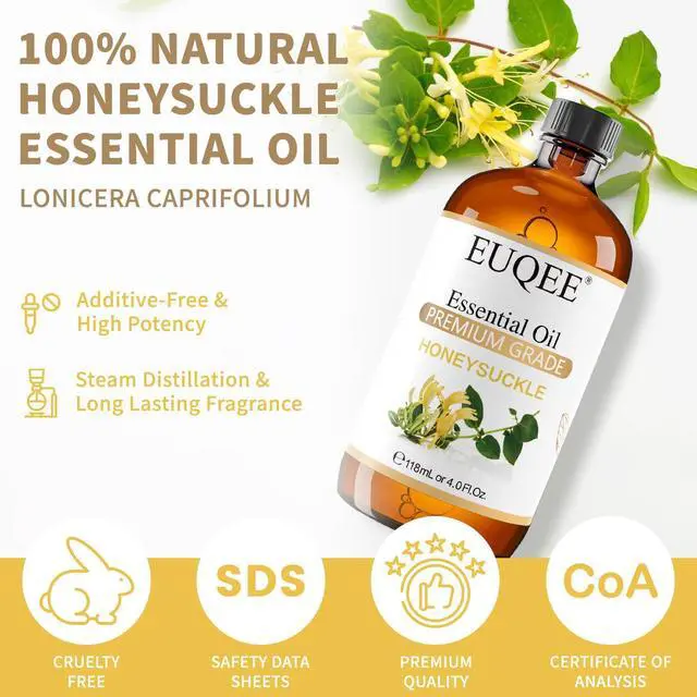 Alt view image 2 of 7 - Honeysuckle Essential Oil 118ml Pure Honeysuckle Oil Premium Essential Oil - with Glass Dropper Great for Diffuser, DIY Soap, Candle Making - 4Fl. OZ