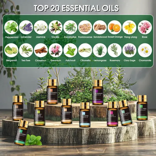 Alt view image 2 of 7 - Tea Tree 20 Pcs Pure Essential Oil Gift Set, for Diffuser, Humidifiers, Skin Care, Massage, Fragrance Oil Scent for DIY Candle and Soap Making, Gift for Friend (5ML)