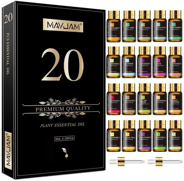 Main image of Tea Tree 20 Pcs Pure Essential Oil Gift Set, for Diffuser, Humidifiers, Skin Care, Massage, Fragrance Oil Scent for DIY Candle and Soap Making, Gift for Friend (5ML)