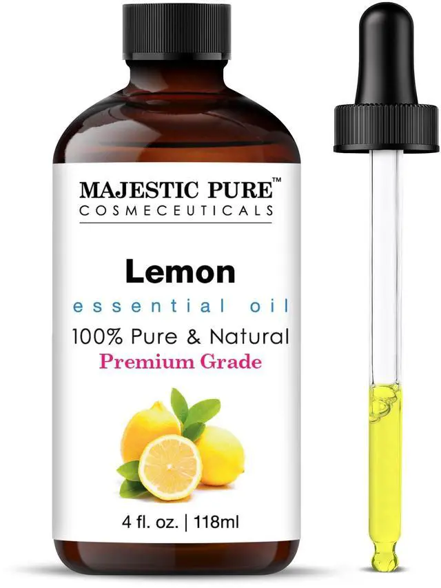 Main image of Essential Oil with Glass Dropper - 100% Pure and Natural - Essential Oils for Diffuser, Aromatherapy, Soap and Candle Making, Lemon Essential Oil, Lemon Oil, 4 Fl Oz