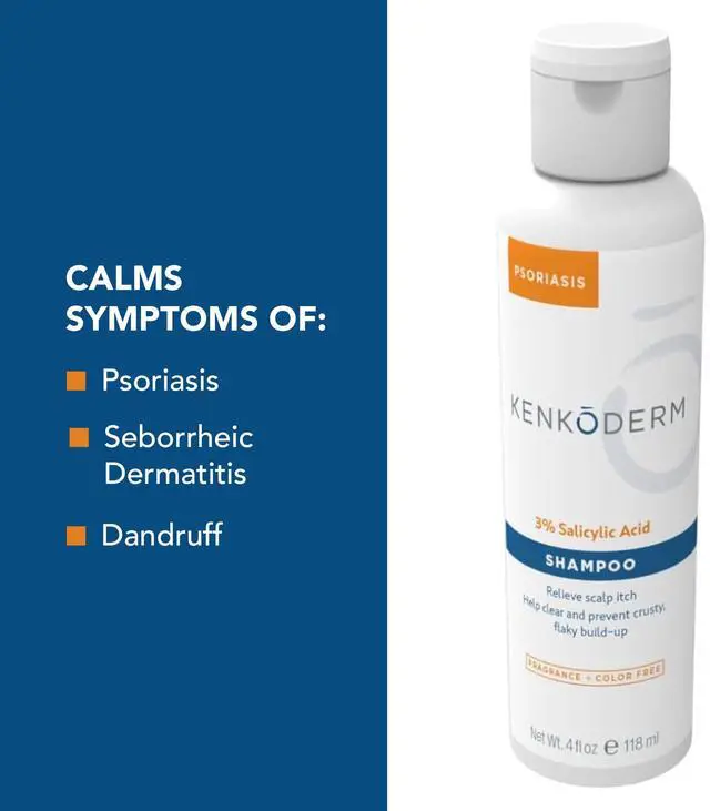 Alt view image 6 of 7 - Psoriasis Shampoo - 3 Percent Salicylic Acid Formula, Anti-Dandruff Cleanser for Itchy or Dry Hair & Scalp, Color & Fragrance Free, 4 Fluid Ounce