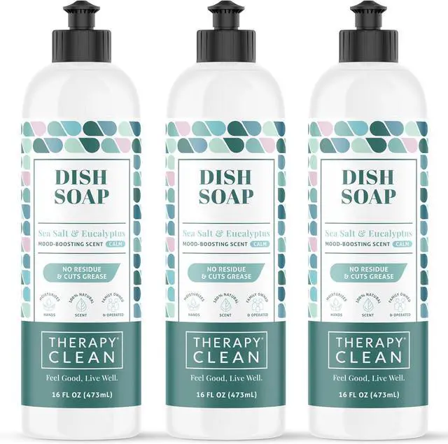Main image of Clean Plant Based Dish Soap Liquid - Sea Salt & Eucalyptus fl. 16 oz (Pack of 3) - Non Toxic Dish Soap Liquid, All Natural Scent, Organic Dishwashing Cleaner and Detergent for Kitchen