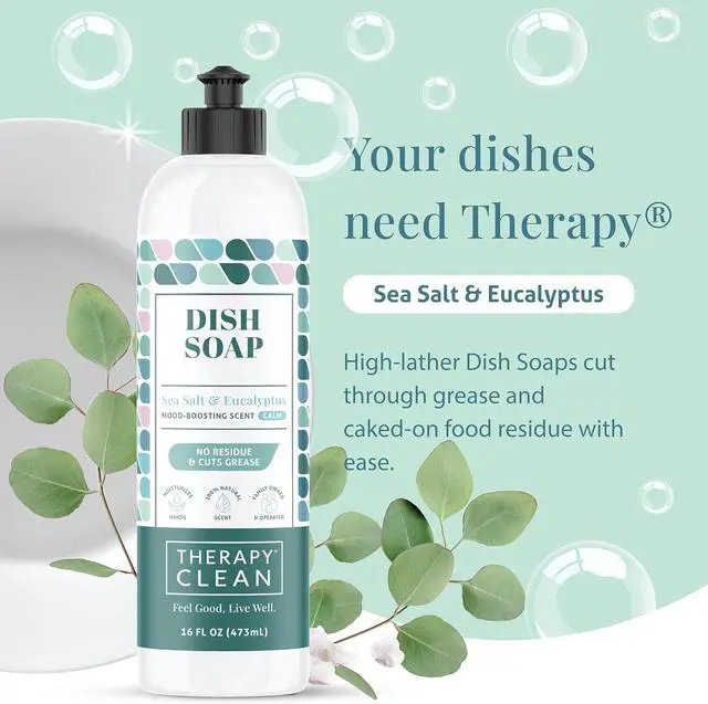 Alt view image 2 of 7 - Clean Plant Based Dish Soap Liquid - Sea Salt & Eucalyptus fl. 16 oz (Pack of 3) - Non Toxic Dish Soap Liquid, All Natural Scent, Organic Dishwashing Cleaner and Detergent for Kitchen