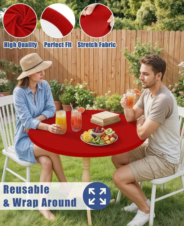 Alt view image 5 of 7 - Spandex Round Tablecloth, Fitted Table Cloth for 45"-56" Tables