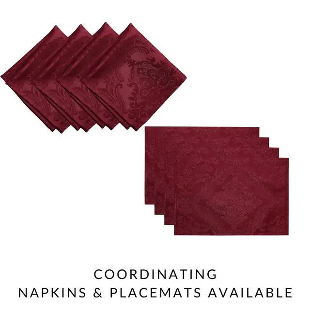 Alt view image 4 of 6 - Caiden Elegance Damask Tablecloth, Cranberry - 60" W x 120" L