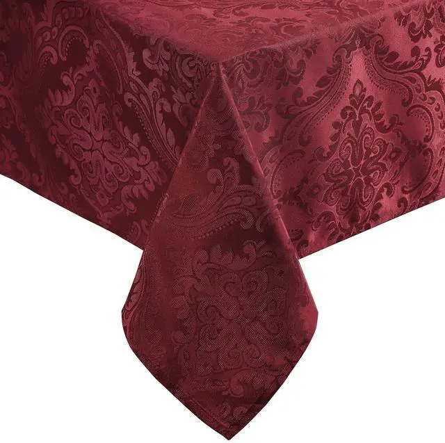 Main image of Caiden Elegance Damask Tablecloth, Cranberry - 60" W x 120" L