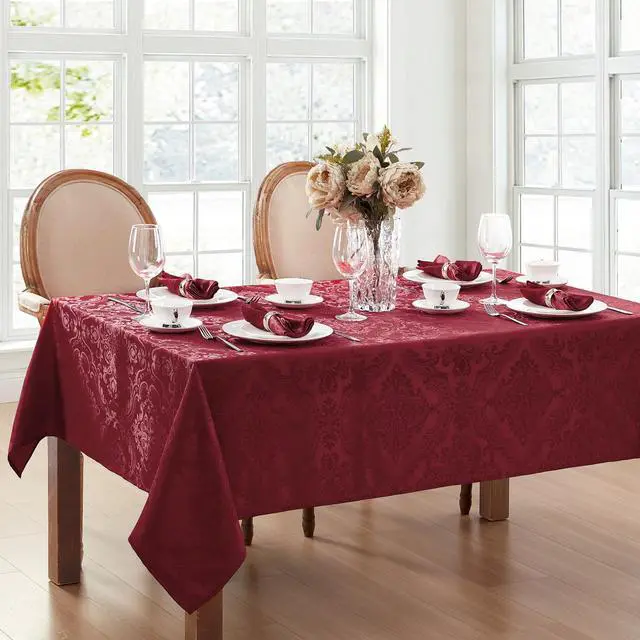 Alt view image 2 of 6 - Caiden Elegance Damask Tablecloth, Cranberry - 60" W x 120" L