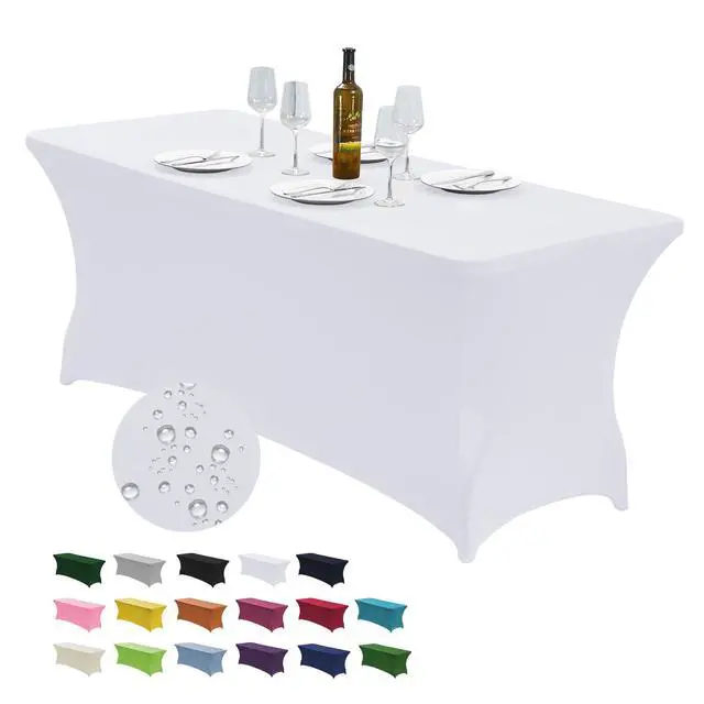 Main image of 6FT Stretch Spandex Fitted Tablecloth,Rectangular Table Cover,White