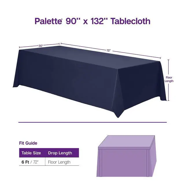 Alt view image 3 of 7 - Rectangle Tablecloth - 90 x 132 Inch White Table Cloth for 6 Foot Tables with Floor-Length Drop - Heavy Duty Washable Fabric for Holiday Party, Dinner, Weddings & Baby Shower