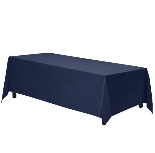 Alt view image 2 of 5 - Rectangle Tablecloth - 70 x 120 Inch Navy Blue Table Cloth for 6 or 8 Foot Rectangle Tables - Heavy Duty Washable Fabric - for Holiday Party, Dinner, Weddings, Baby Shower & Events