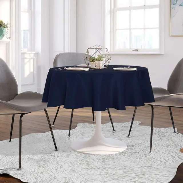 Alt view image 3 of 7 - Navy Blue Tablecloth 60 Inch Diameter for 20-48 Inch Tables