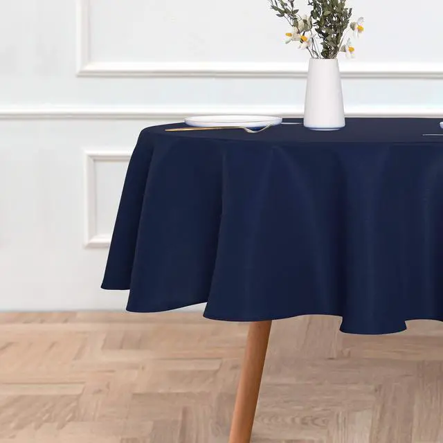Alt view image 2 of 7 - Navy Blue Tablecloth 60 Inch Diameter for 20-48 Inch Tables