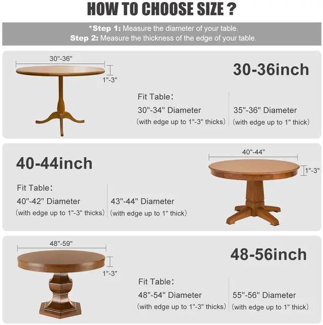 Alt view image 6 of 7 - Fitted Round Table Cloth, Reversible Waterproof Stain Resistant Elastic Stretch Tablecloth, Wipe Clean Table Cover for Outdoor/Indoor Use, Fits Round Tables up to 40" - 44" Diameter, Black