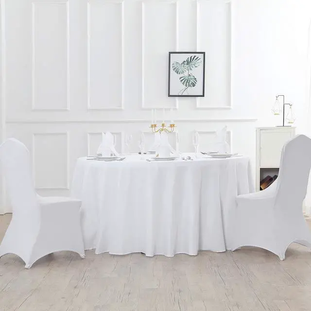 Alt view image 6 of 7 - 108 inch Round Tablecloth Washable Polyester Table Cloth Decorative Table Cover for Wedding Party Dining Banquet (108 inch,White)