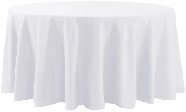 Alt view image 2 of 7 - 108 inch Round Tablecloth Washable Polyester Table Cloth Decorative Table Cover for Wedding Party Dining Banquet (108 inch,White)
