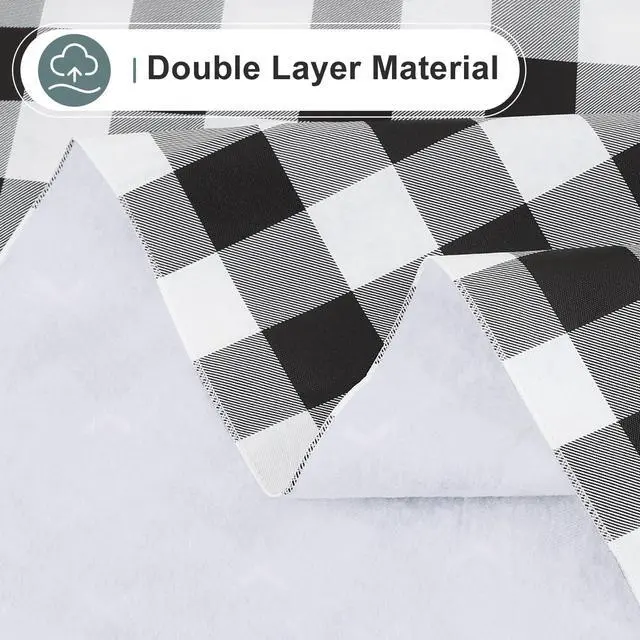Alt view image 4 of 7 - Rectangle Waterproof Vinyl Table Cloth, Buffalo Flannel Backed Tablecloth, Wipeable Plastic Table Cover for Dinner, Kitchen, Outdoor (60" x 84", Black and White)