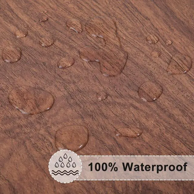 Alt view image 3 of 7 - Round Fitted Tablecloth with Elastic Edge, 100% Waterproof Oil Proof Plastic Table Cover, Vinyl Flannel Backed Tablecloth Fits 36"-44" Round Tables for Dinner, Outdoor, Picnic, Oak Wooden Grain