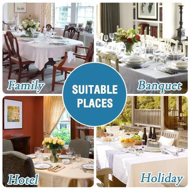 Alt view image 6 of 7 - Linen Textured Table Cloths 60 x 120 Inch Premium Solid Tablecloth Spill-Proof Waterproof Table Cover for Dining Buffet Feature Extra Soft and Thick Fabric Wrinkle Free, Taupe