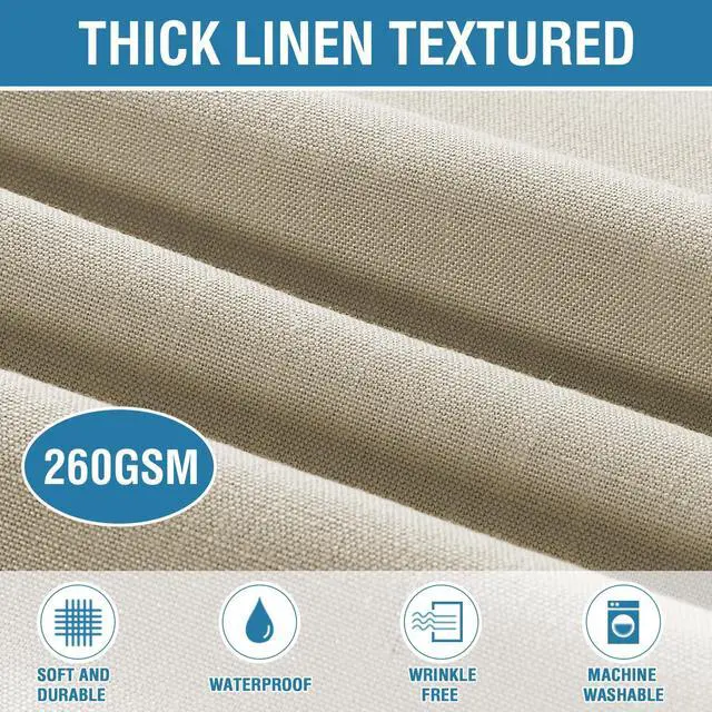 Alt view image 2 of 7 - Linen Textured Table Cloths 60 x 120 Inch Premium Solid Tablecloth Spill-Proof Waterproof Table Cover for Dining Buffet Feature Extra Soft and Thick Fabric Wrinkle Free, Taupe