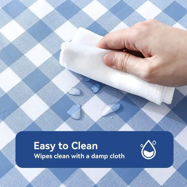 Alt view image 2 of 7 - Rectangle Vinyl Tablecloth, 100% Waterproof Buffalo Gingham Plastic Table Cloth, Heavy Duty Wipeable Checkered Table Covers for Outdoor, Camping, Picnic, Patio - 54 x 78, Light Blue