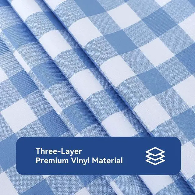 Alt view image 6 of 7 - Rectangle Vinyl Tablecloth, 100% Waterproof Buffalo Gingham Plastic Table Cloth, Heavy Duty Wipeable Checkered Table Covers for Outdoor, Camping, Picnic, Patio - 54 x 78, Light Blue
