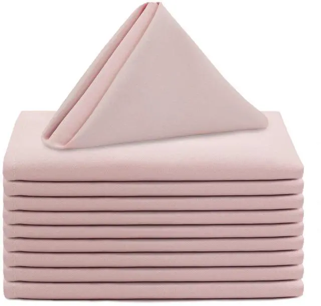 Main image of 10 Pack 20 Inch Blush Cloth Polyester Napkins Washable Dinner Fabric Napkins with Hemmed Edges for Weddings, Restaurants & Special Events
