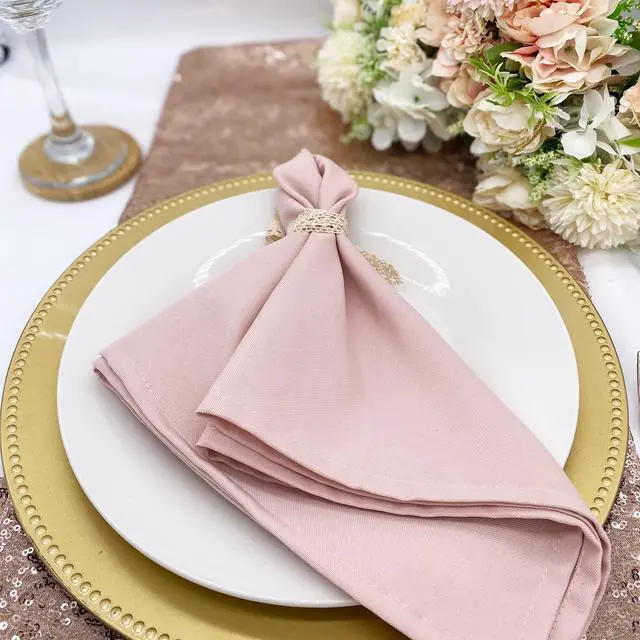 Alt view image 3 of 7 - 10 Pack 20 Inch Blush Cloth Polyester Napkins Washable Dinner Fabric Napkins with Hemmed Edges for Weddings, Restaurants & Special Events