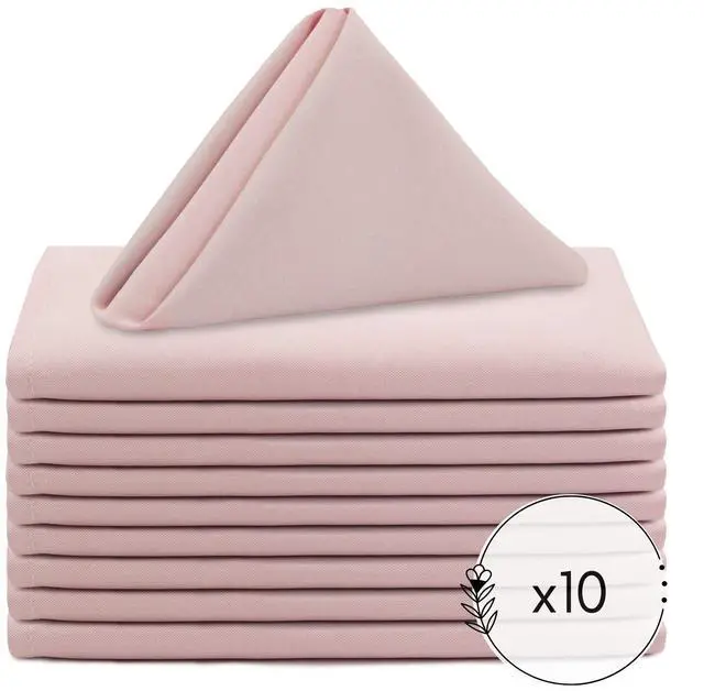Alt view image 6 of 7 - 10 Pack 20 Inch Blush Cloth Polyester Napkins Washable Dinner Fabric Napkins with Hemmed Edges for Weddings, Restaurants & Special Events
