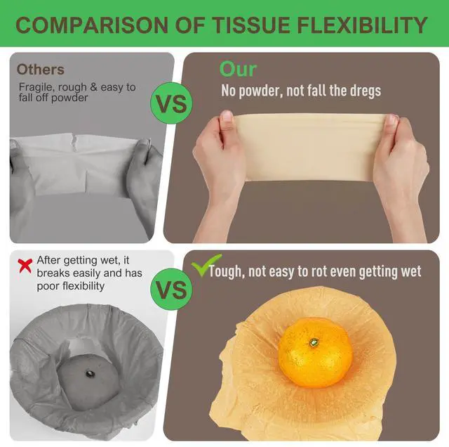 Alt view image 6 of 6 - 100pcs Compostable Paper Napkins, Disposable Dinner Napkins 13 x 13 in Unbleached 2-ply Eco Lunch Tissue Natural