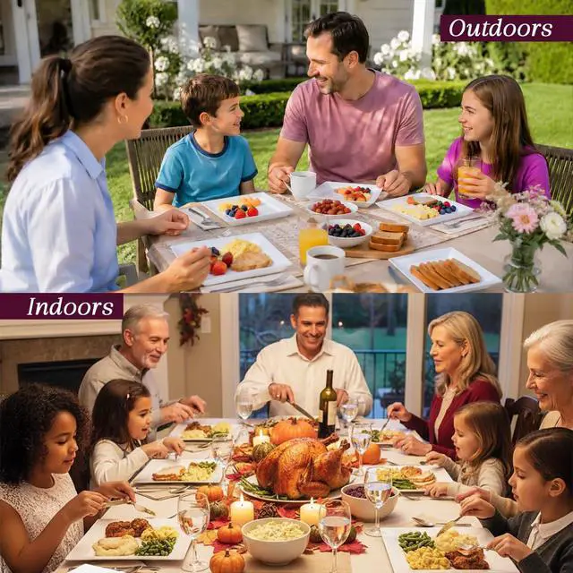 Alt view image 4 of 7 - 60ct Square Plastic Disposable Plates, White - 9.5-Inch 30 Dinner and 6.5-Inch 30 Salad Plates for Party - Heavy-Duty Hard Plastic Design for Wedding, Event, Christmas, and Thanksgiving