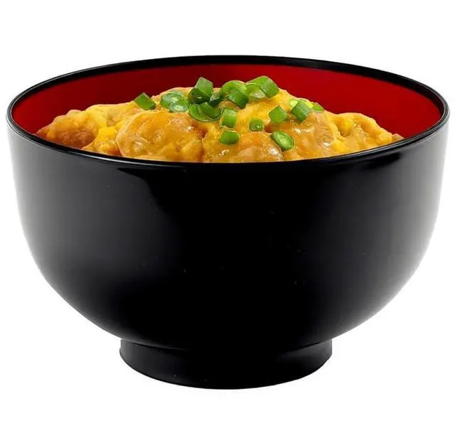 Main image of Authentic Japanese Plastic Ramen Bowl, Black and Red Lacquered Style Noodle Soup Bowl, Made in Japan, Food Safe BPA Free, Microwave and Dishwasher Safe, 38 oz