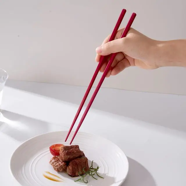 Alt view image 3 of 7 - 10 Pairs Reusable Fiberglass Chopsticks Non-Slip, Dishwasher Safe, 9.63inch