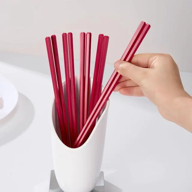 Alt view image 7 of 7 - 10 Pairs Reusable Fiberglass Chopsticks Non-Slip, Dishwasher Safe, 9.63inch