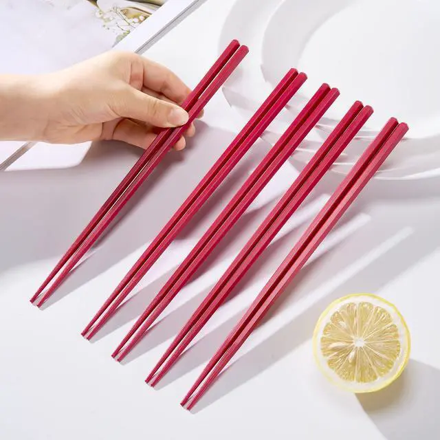 Alt view image 6 of 7 - 10 Pairs Reusable Fiberglass Chopsticks Non-Slip, Dishwasher Safe, 9.63inch