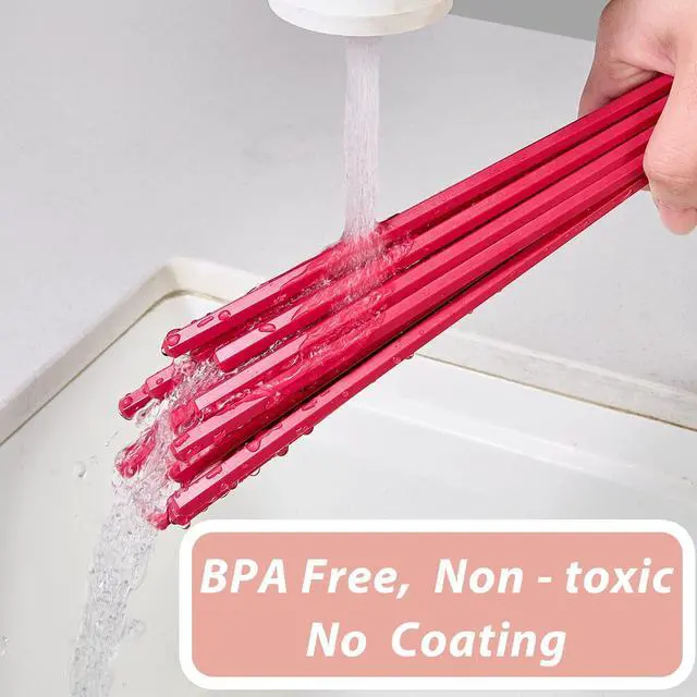 Alt view image 5 of 7 - 10 Pairs Reusable Fiberglass Chopsticks Non-Slip, Dishwasher Safe, 9.63inch