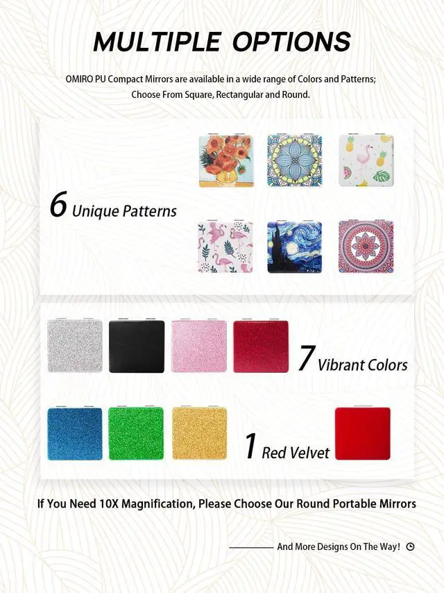 Alt view image 4 of 7 - Compact Mirror, Classical PU Leather 1X/3X Magnification, Ultra Portable for Purses, 2.4" W x 3.4" L (Black)