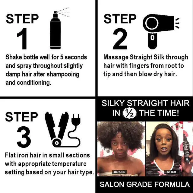 Alt view image 2 of 7 - Straight Silk Spray with Moroccan Argan Oil Thermal Protector Spray | Hair Straightening & Detangler | Alcohol-Free | Heat Protectant up to 450°F | Flat-Iron | Blow-Dry | Unscented | MADE IN USA (6oz)