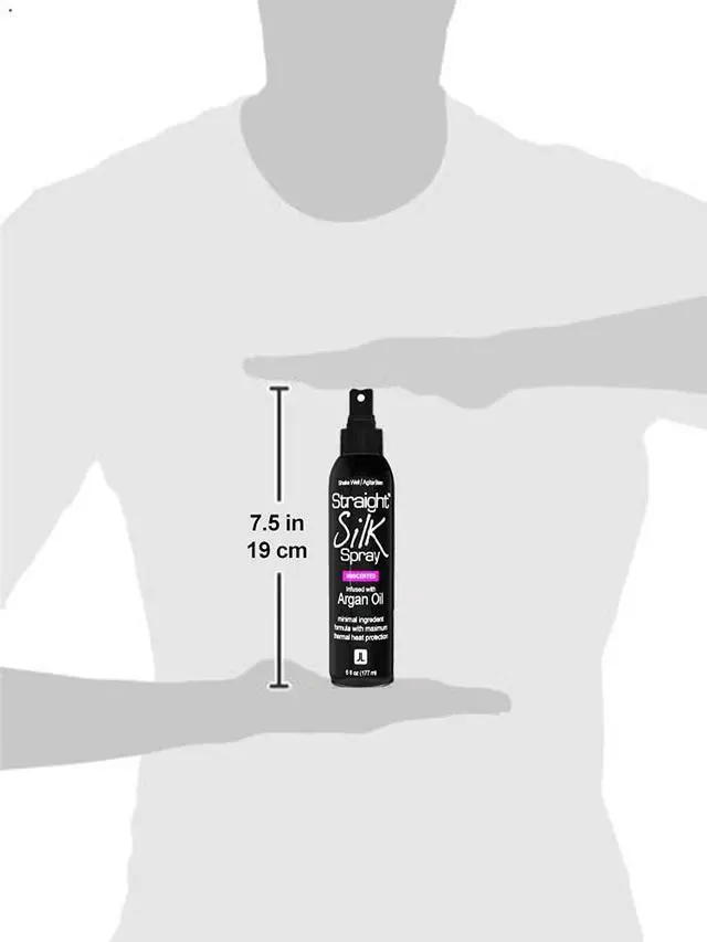 Alt view image 3 of 7 - Straight Silk Spray with Moroccan Argan Oil Thermal Protector Spray | Hair Straightening & Detangler | Alcohol-Free | Heat Protectant up to 450°F | Flat-Iron | Blow-Dry | Unscented | MADE IN USA (6oz)